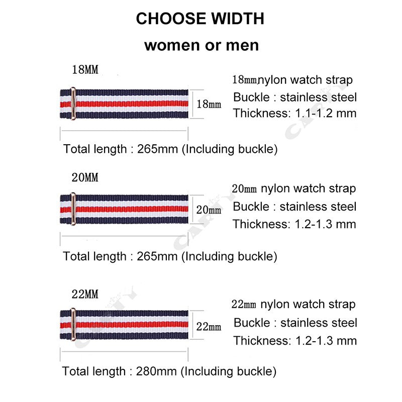 Carty 1pcs Nato Strap 18mm 20mm 22mm Nylon Watch Band Waterproof Watch Strap for Nato Army Sport Watch Dropshipping Belt