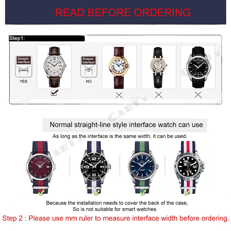 Carty 1pcs Nato Strap 18mm 20mm 22mm Nylon Watch Band Waterproof Watch Strap for Nato Army Sport Watch Dropshipping Belt